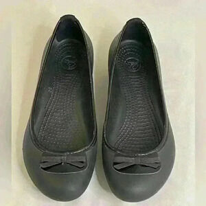 Crocs Black  Bow Accent Ballet Flat Slip-on Shoes Size 7